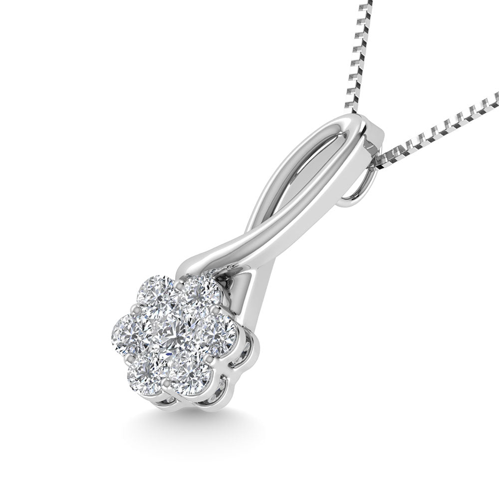 Diamond 1/6 Ct.Tw. Cluster Pendant In 10K White Gold