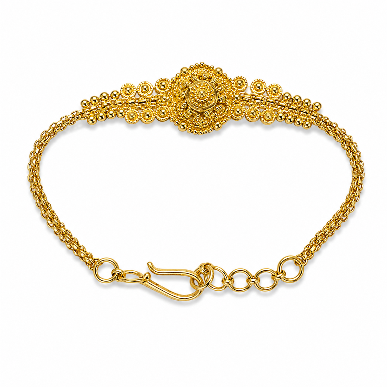 22KT Yellow Gold 2 MM Designer Floral Kids Bracelet