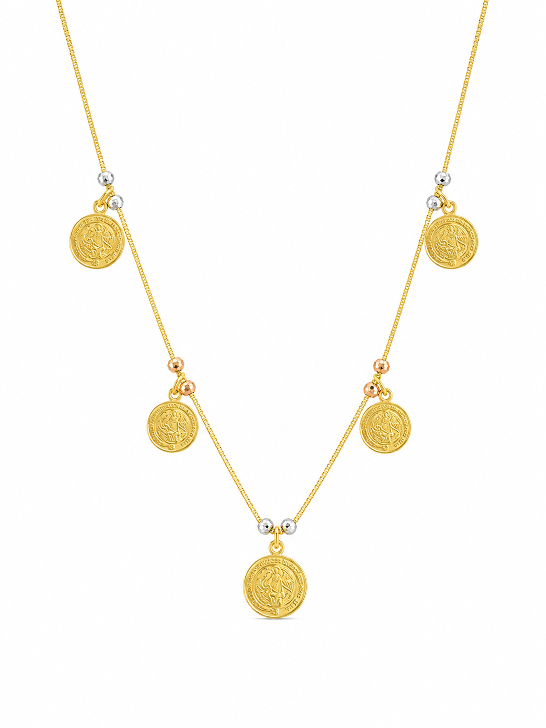 14KT Yellow Gold Beads and Coin Necklace