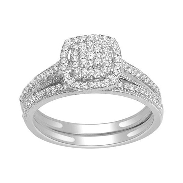 14K White 0.35Ct D-Bridal Set Rds Lds