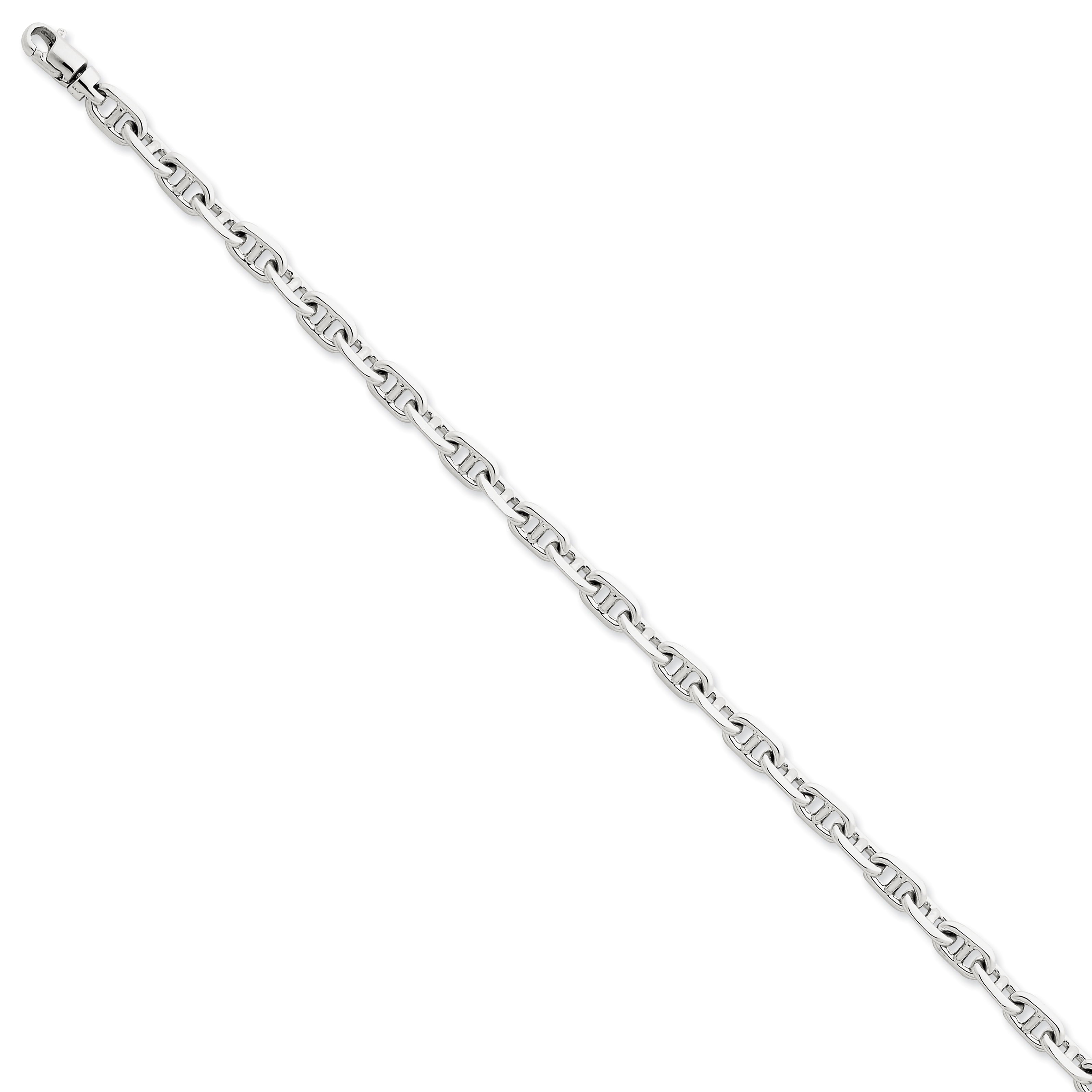 14K White Gold 7.5 Inch 5.1Mm Hand Polished Fancy Link With Lobster Clasp Bracelet