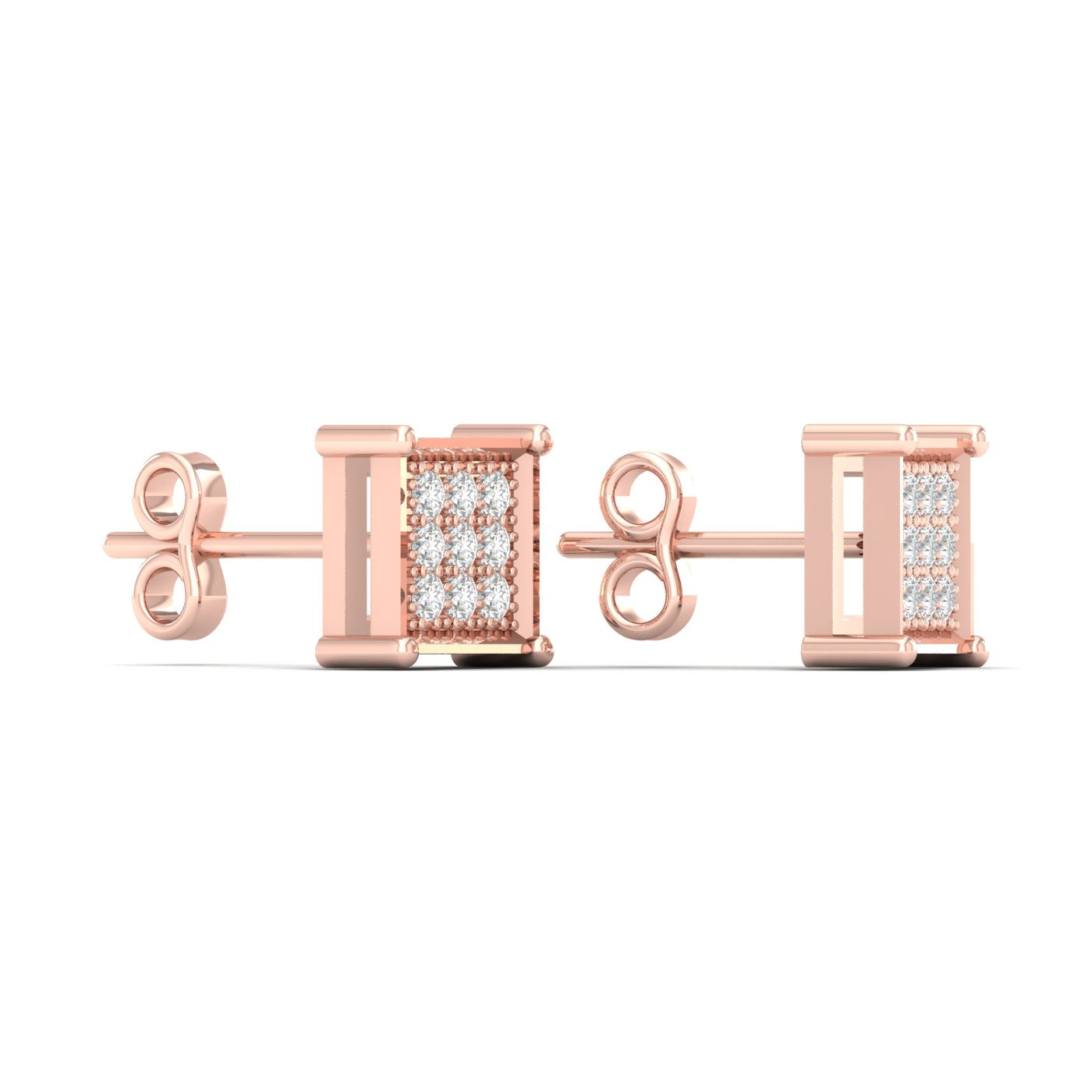 10K Rose Gold Elegant 0.05Ct Diamond Earring