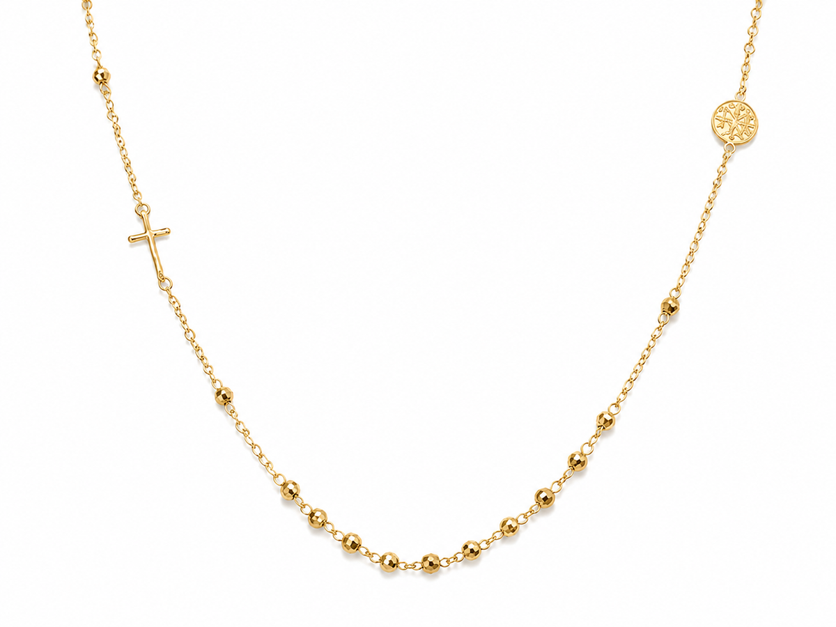 14KT Yellow Gold 2 MM Rosary Necklace