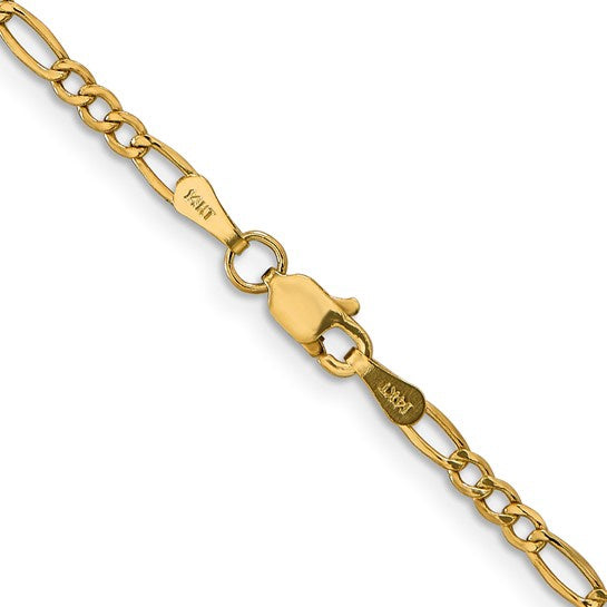 14k Yellow Gold 2.5MM Figaro Link Chains