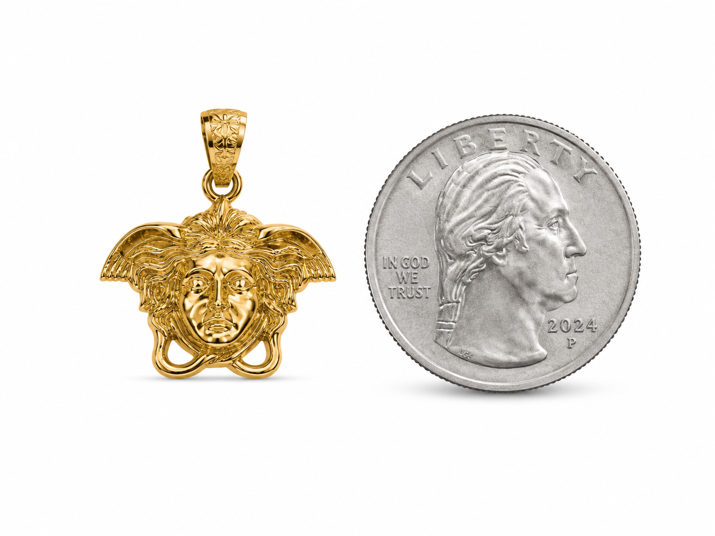 10KT Yellow Gold Medusa Pendant [A2P7]
