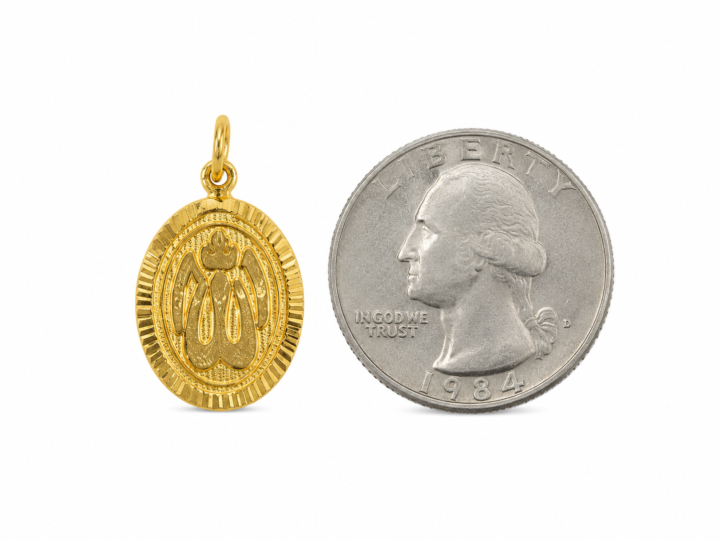 22KT Allah Script Yellow Gold Pendant [A1B6]