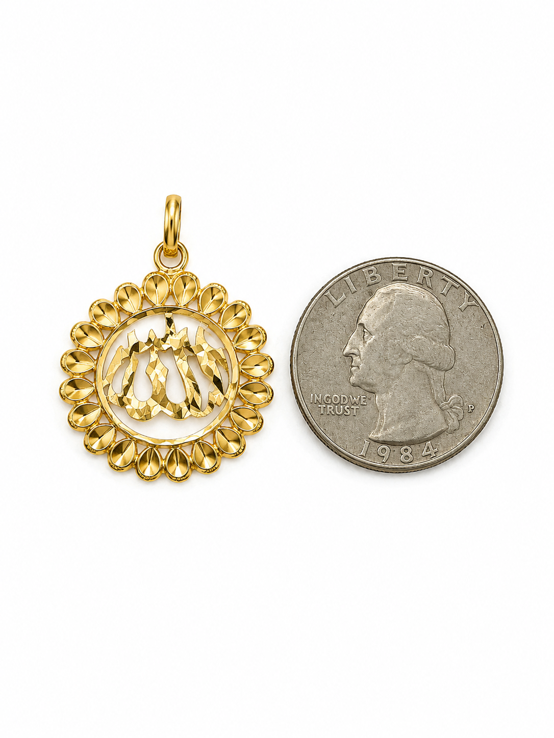 22KT Domed Allah Yellow Gold Pendant [A4B7]