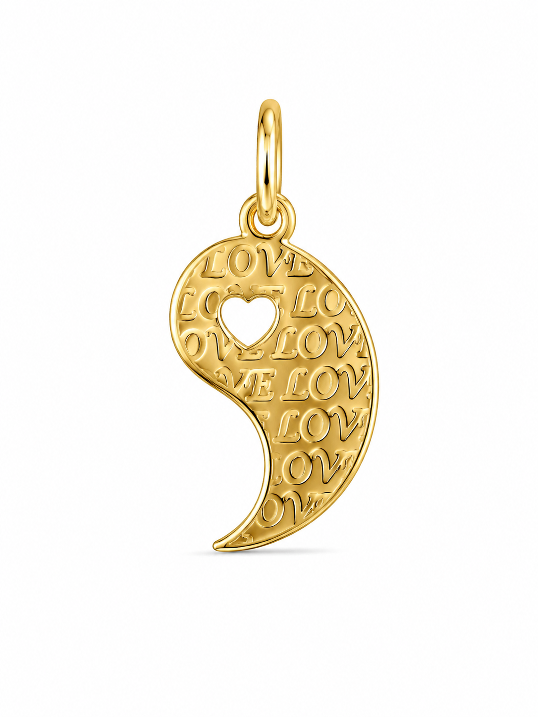 10KT Tear Drop Love Yellow Gold Pendant [A0B6]