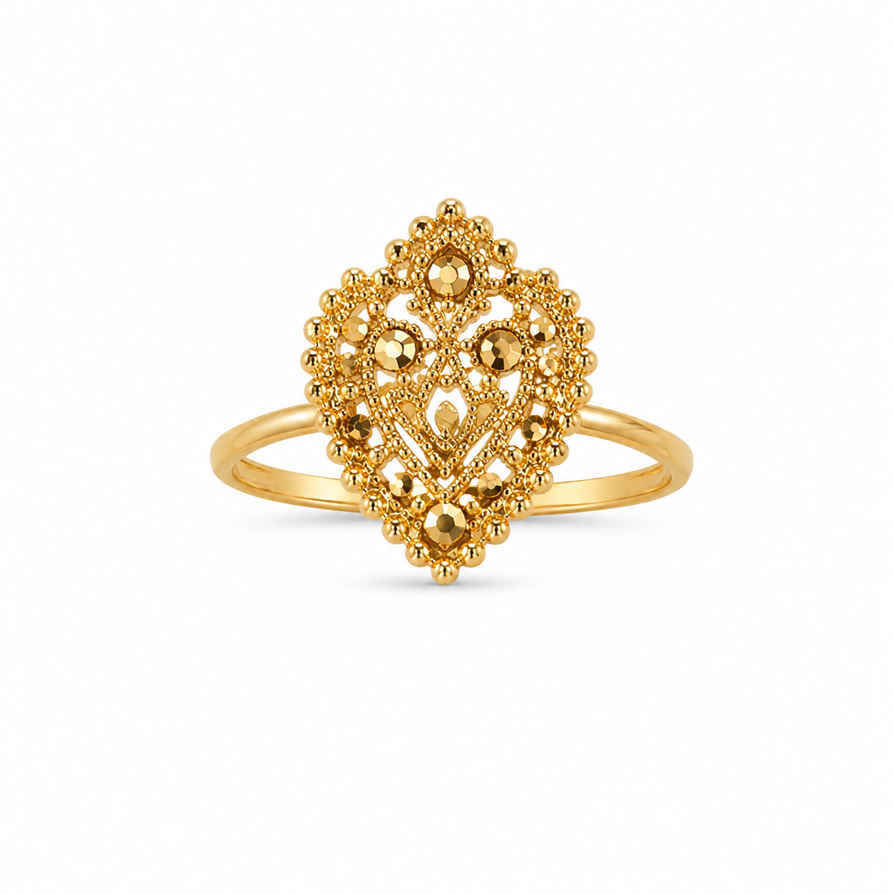 22KT Heart Design Yellow Gold Ring [A2B7]