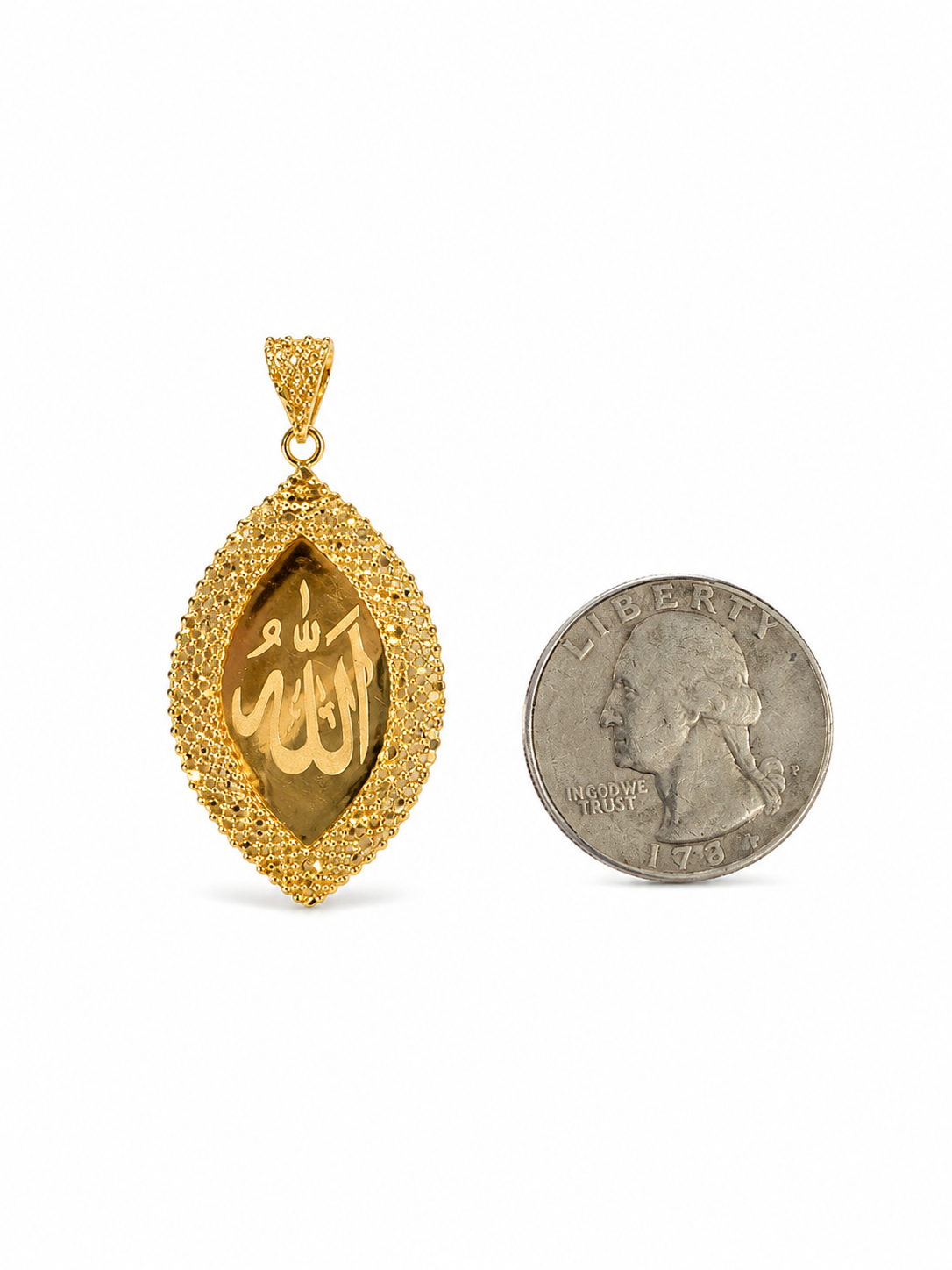 22KT Solid Yellow Gold Allah Calligraphy Pendant [A3B4]