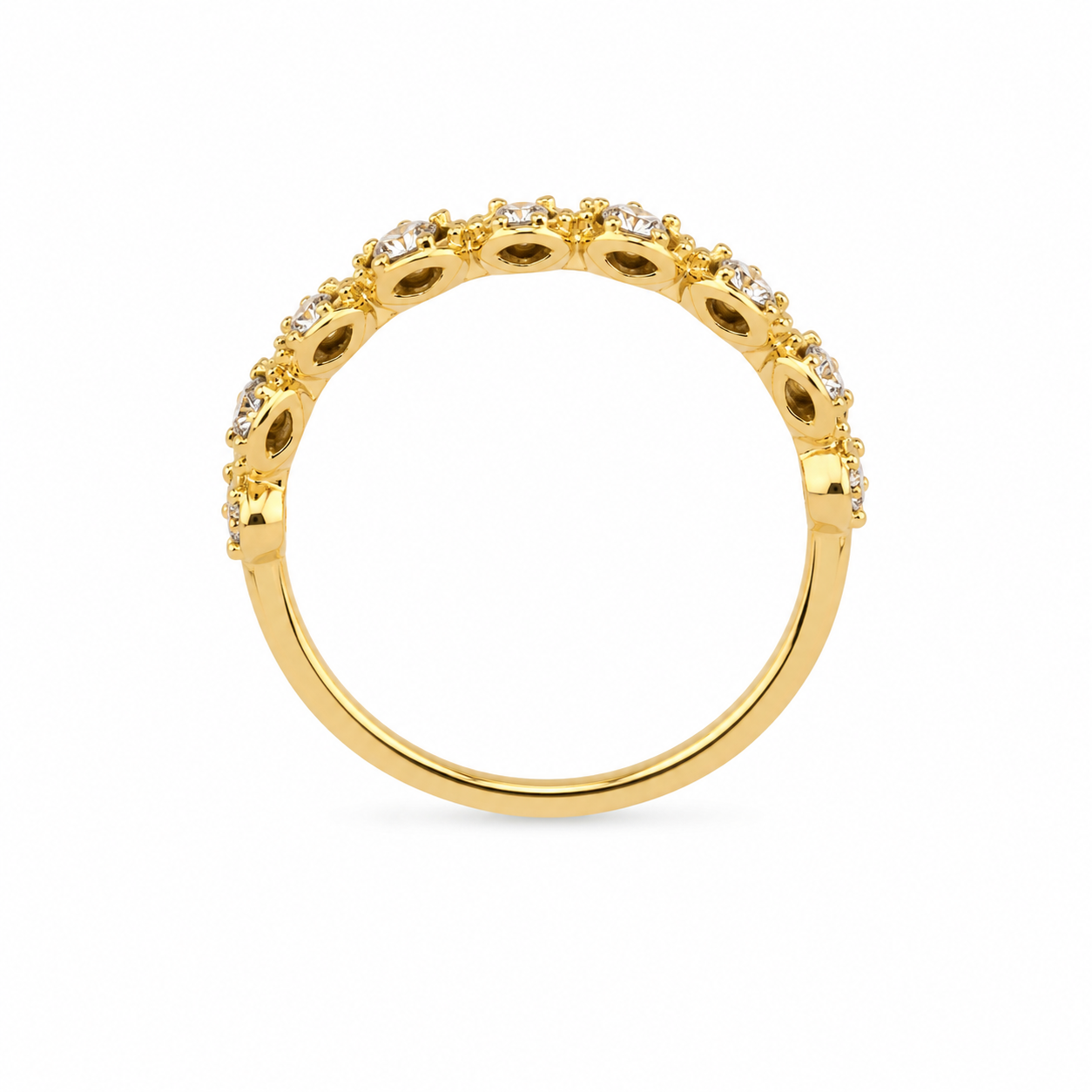 22KT Oval Row Cubic Zirconium Yellow Gold Ring [A2B7]