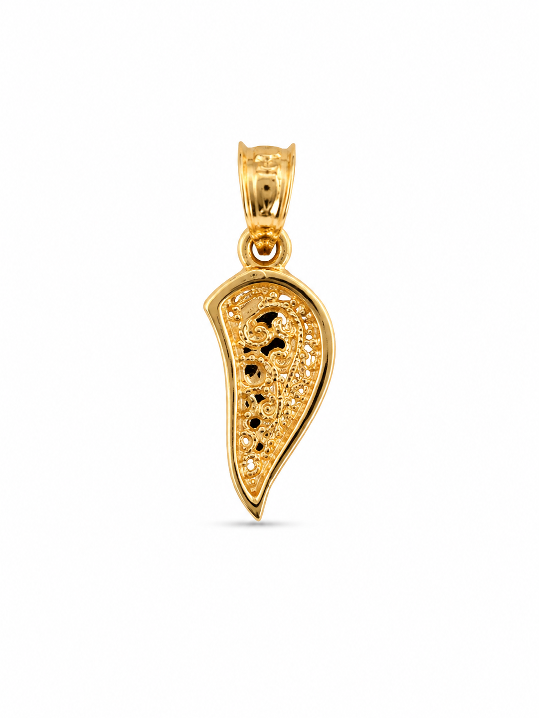 14KT Half Heart Two Tone Gold Pendant [A1B8]