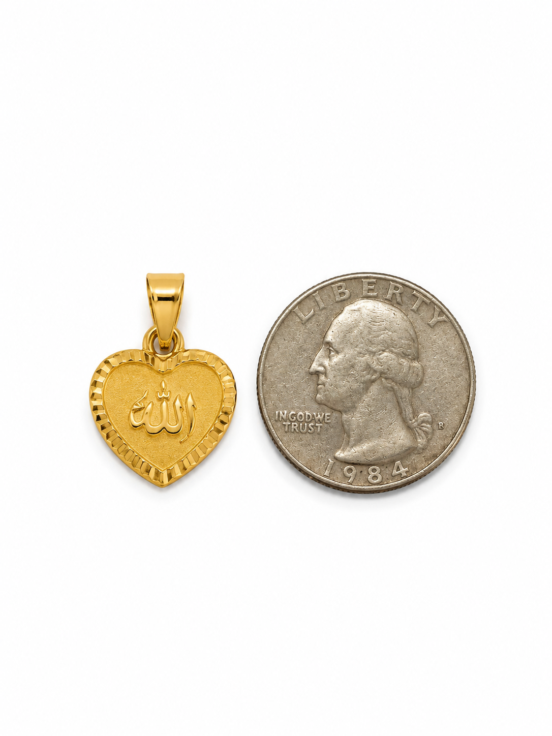 22KT Yellow Gold Allah Heart Shaped Pendant [A1B1]