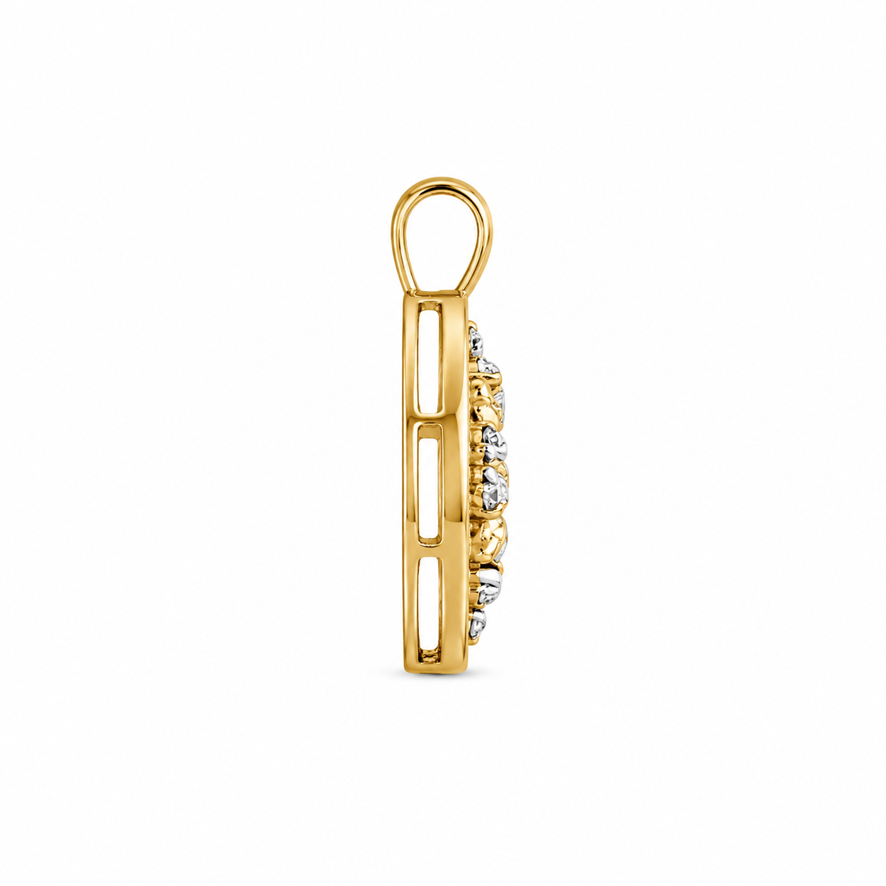 14KT Two-Tone Gold Heart Angel CZ Pendant [A2B4]