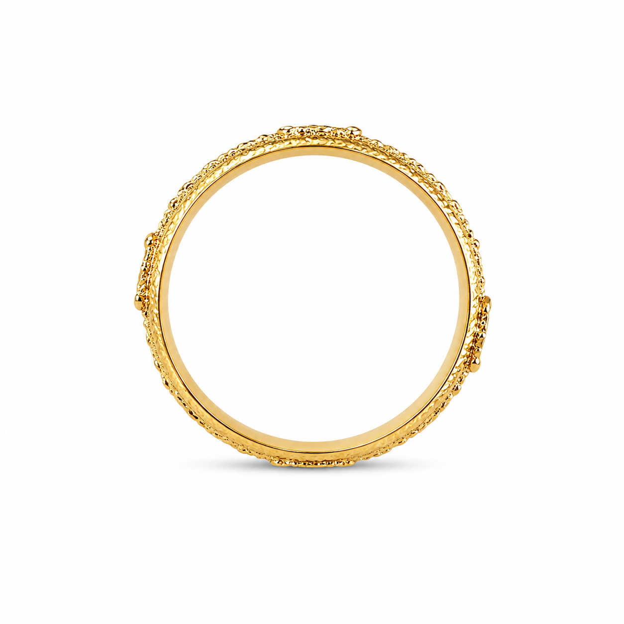 22KT Double Black Stripe Wedding Band Yellow Gold Ring [A5B0]