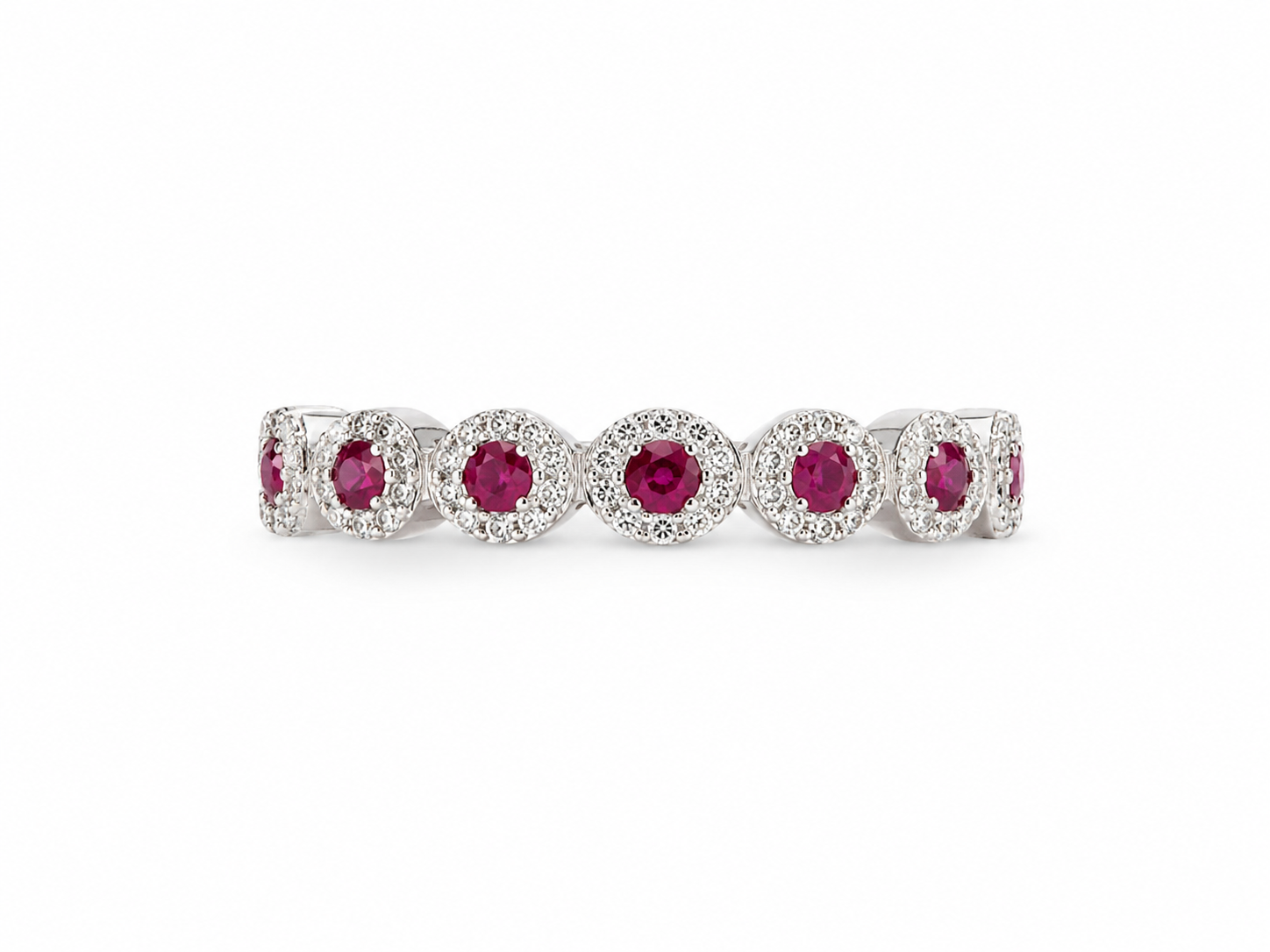 10KT White Gold 0.30 CTW  0.35 STW Ruby Diamond Band [K1T]