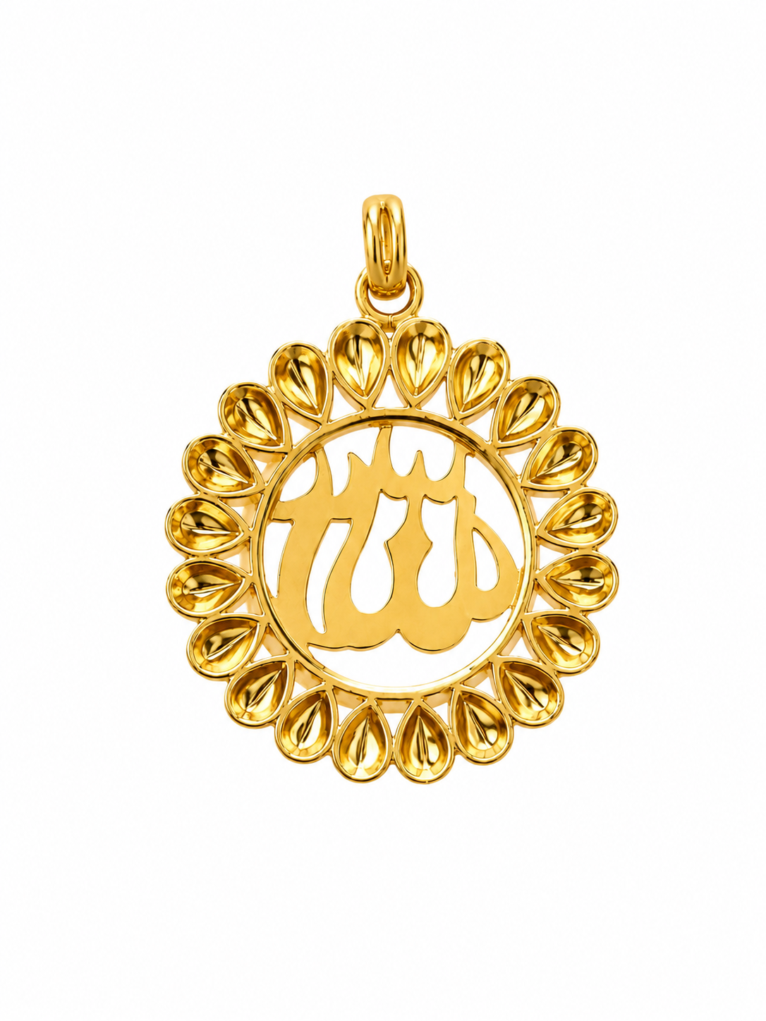 22KT Domed Allah Yellow Gold Pendant [A4B7]