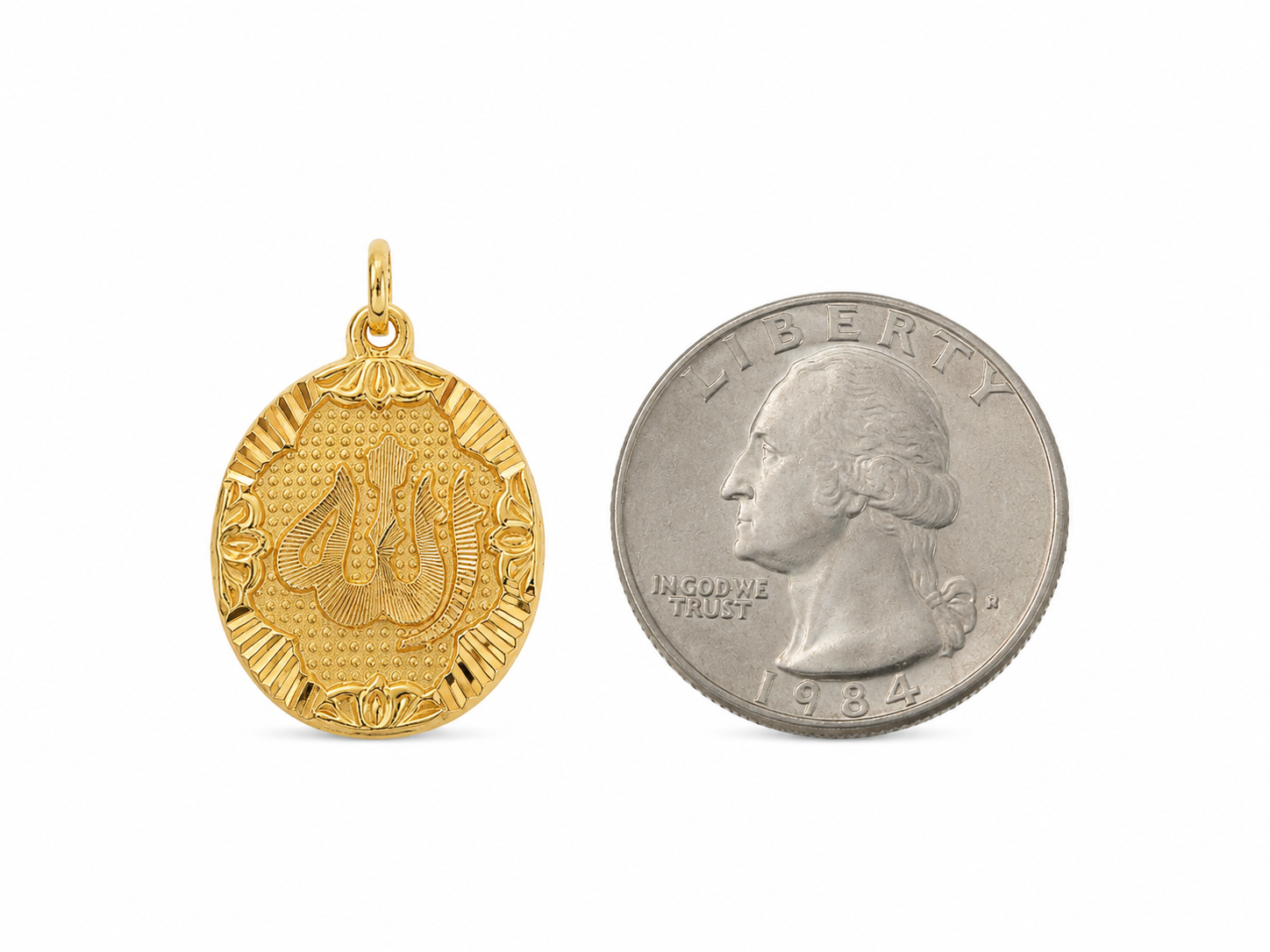 22KT Oval Script Allah Yellow Gold Pendant [A2B0]