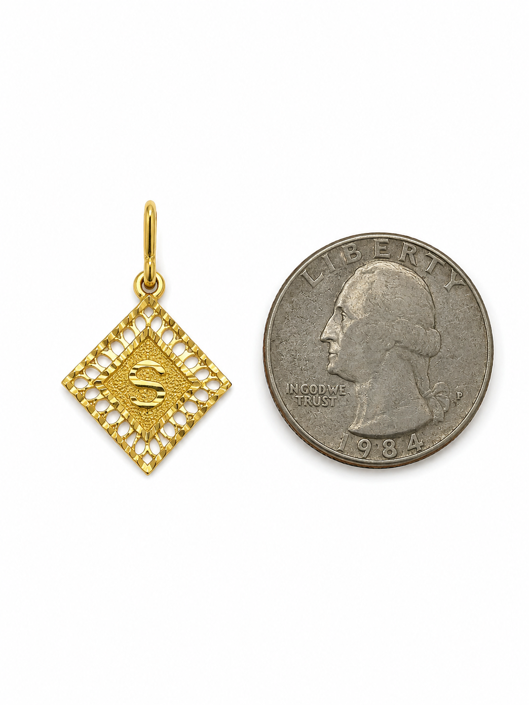 22KT Rhombus S Yellow Gold Pendant [A1B4]