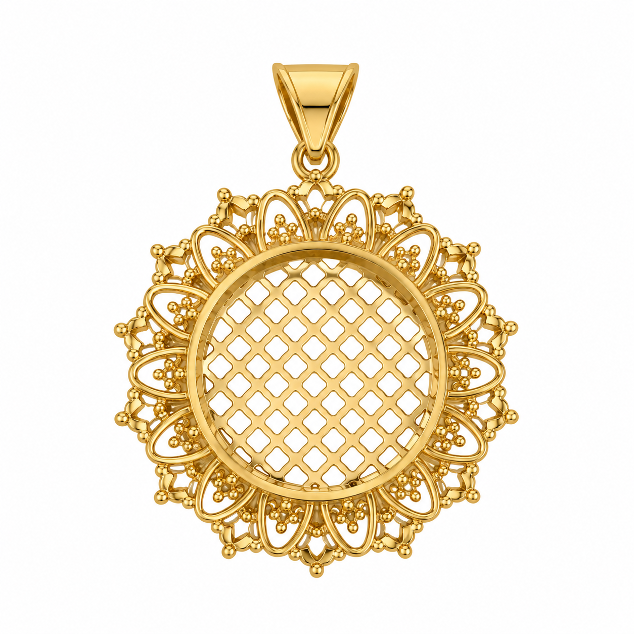 22KT Round Domed Cubic Zirconium Yellow Gold Pendant [A4B2]