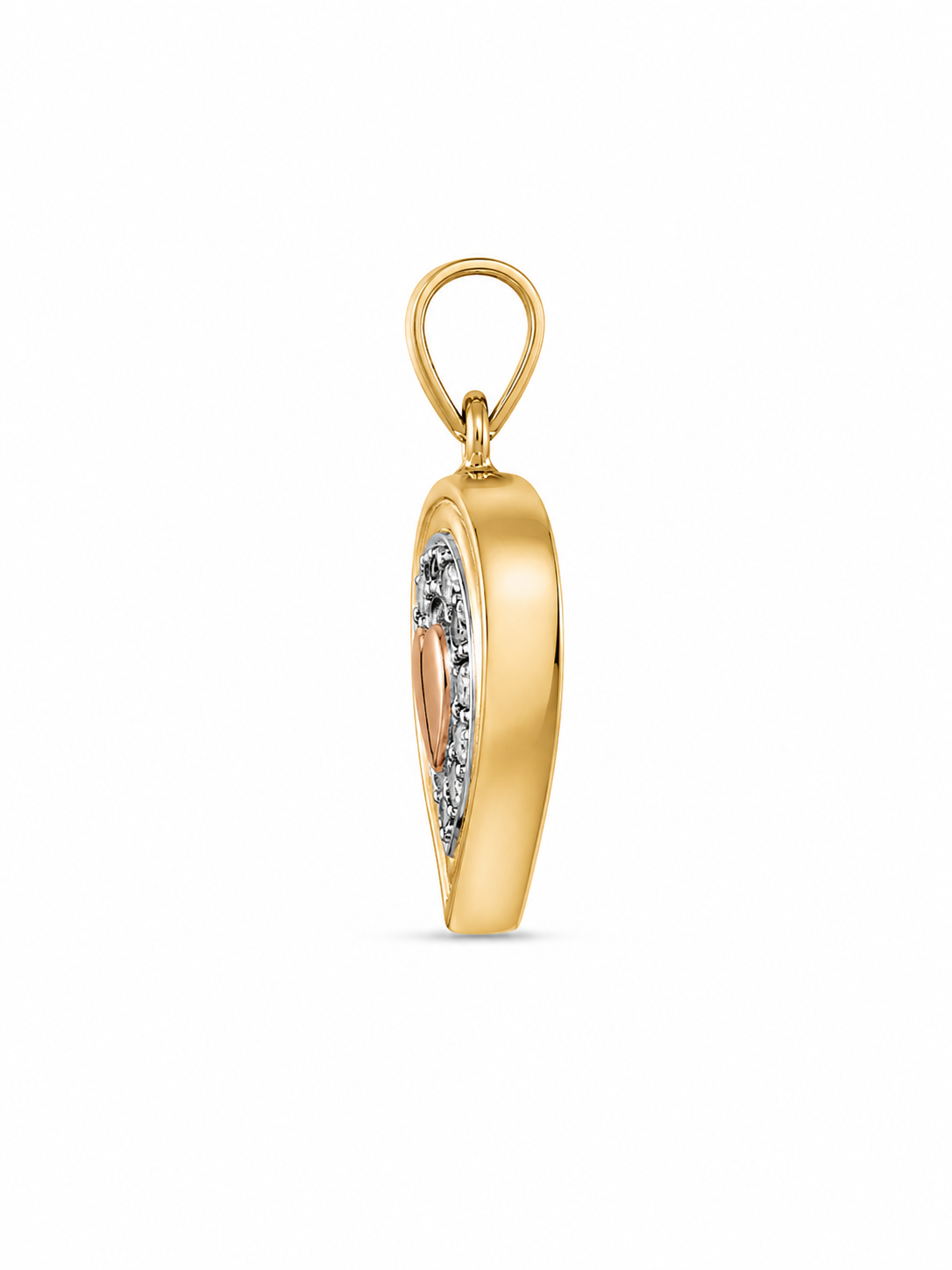 14KT Half Heart Two Tone Gold Pendant [A1B8]
