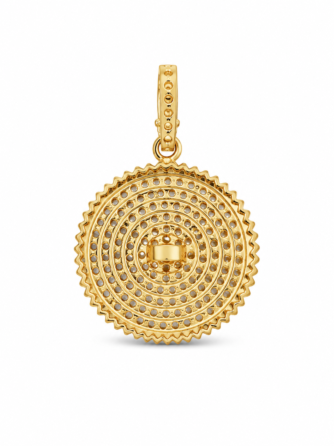 22KT Yellow Gold Circle Cubic ZIrconium Pendant [A5B2]