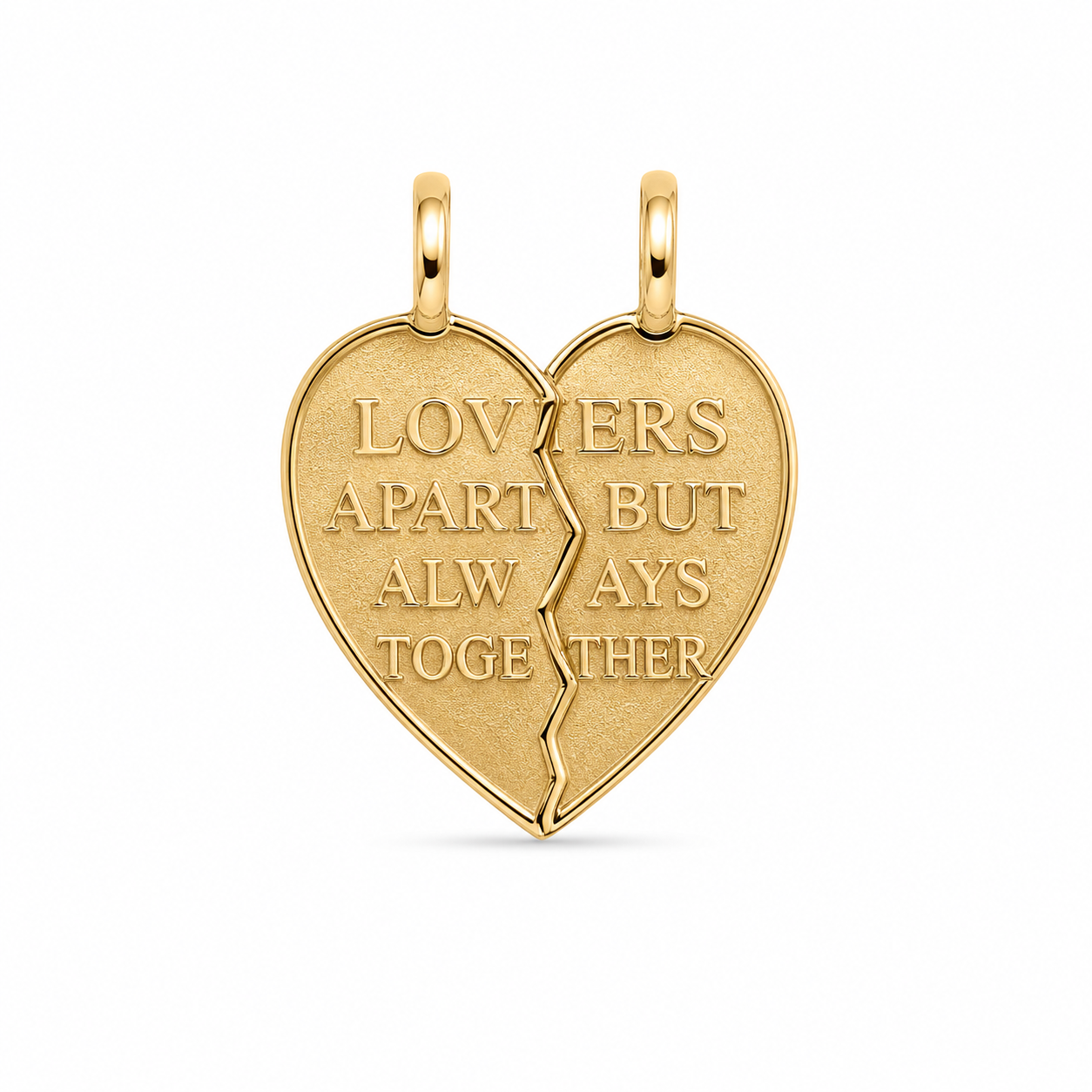 14KT I Love You Two Piece Heart Yellow Gold Pendant [A2B0]