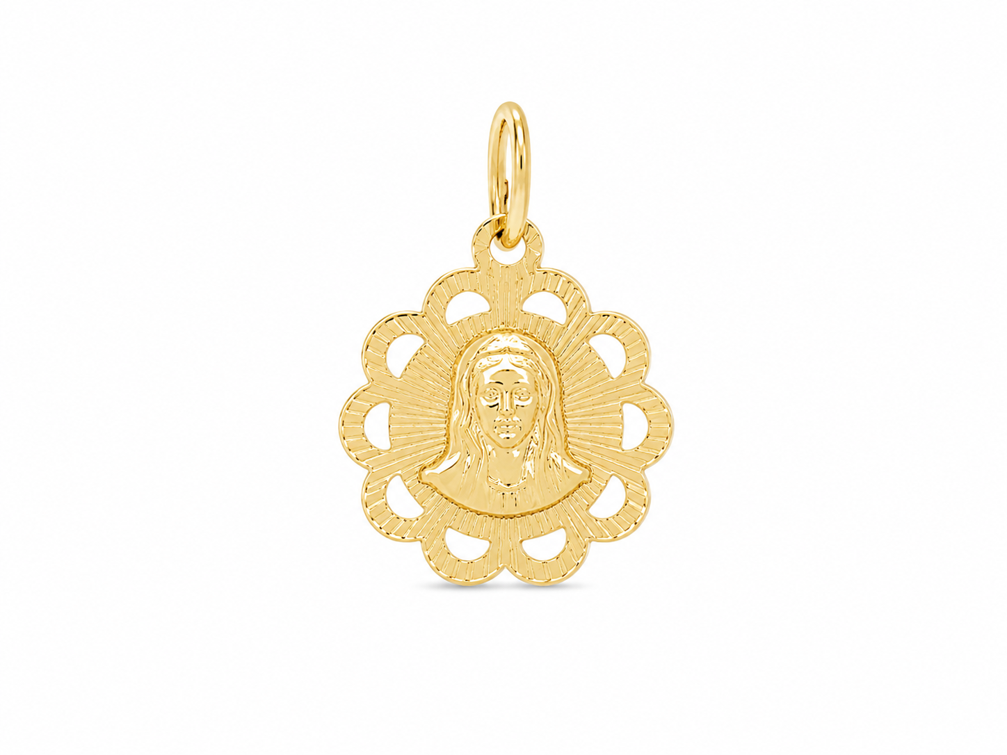 18KT Double Sided Jesus Mary Yellow Gold Pendant [A1B6]