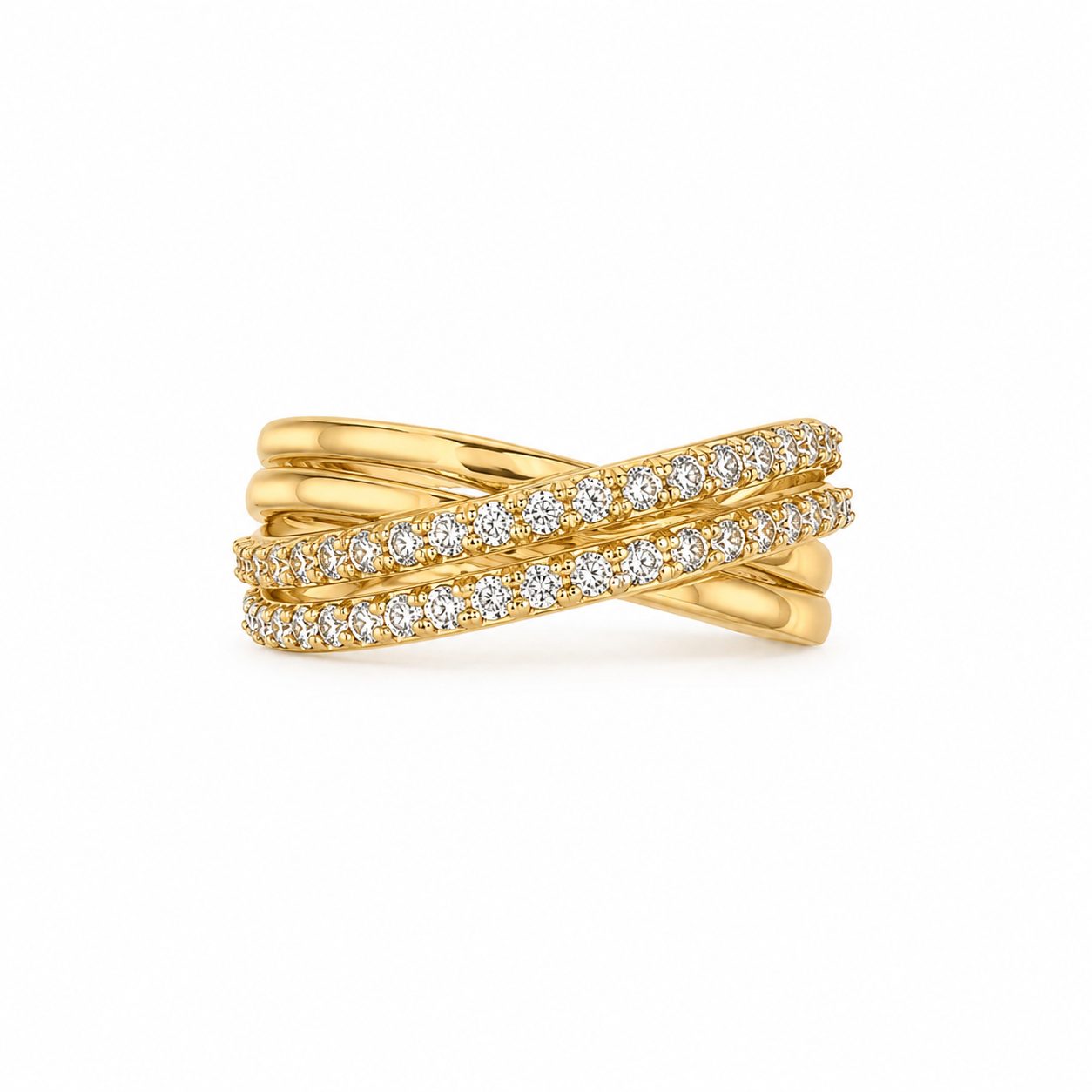 22KT Designer Cubic Zirconium Yellow Gold Ring [A3B8]
