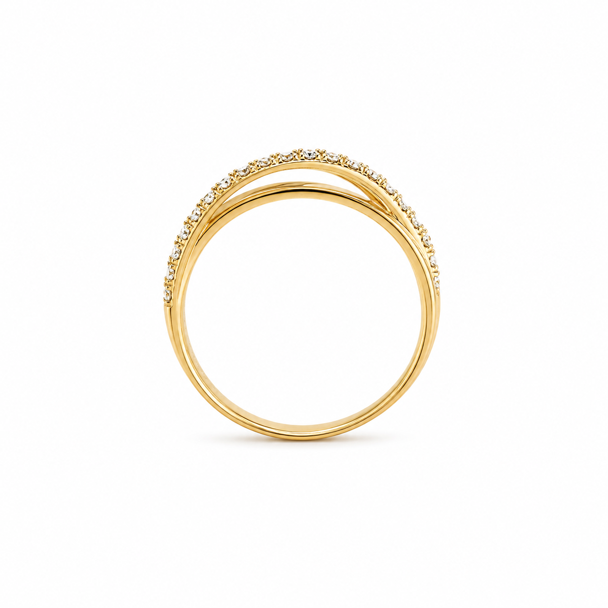 22KT Designer Cubic Zirconium Yellow Gold Ring [A3B8]