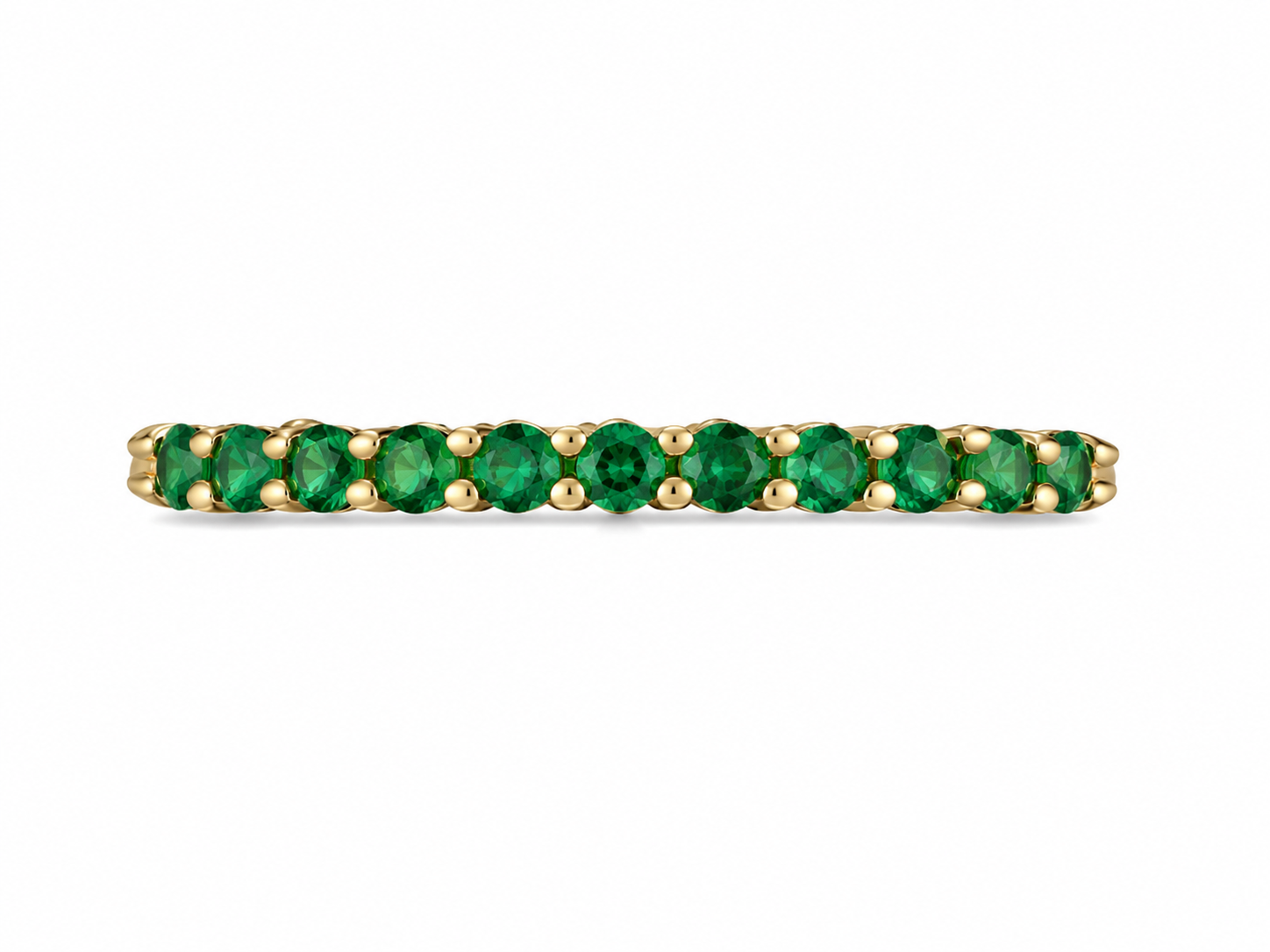14KT Yellow Gold 0.25 STW Emerald Gemstone Band [K4H50]