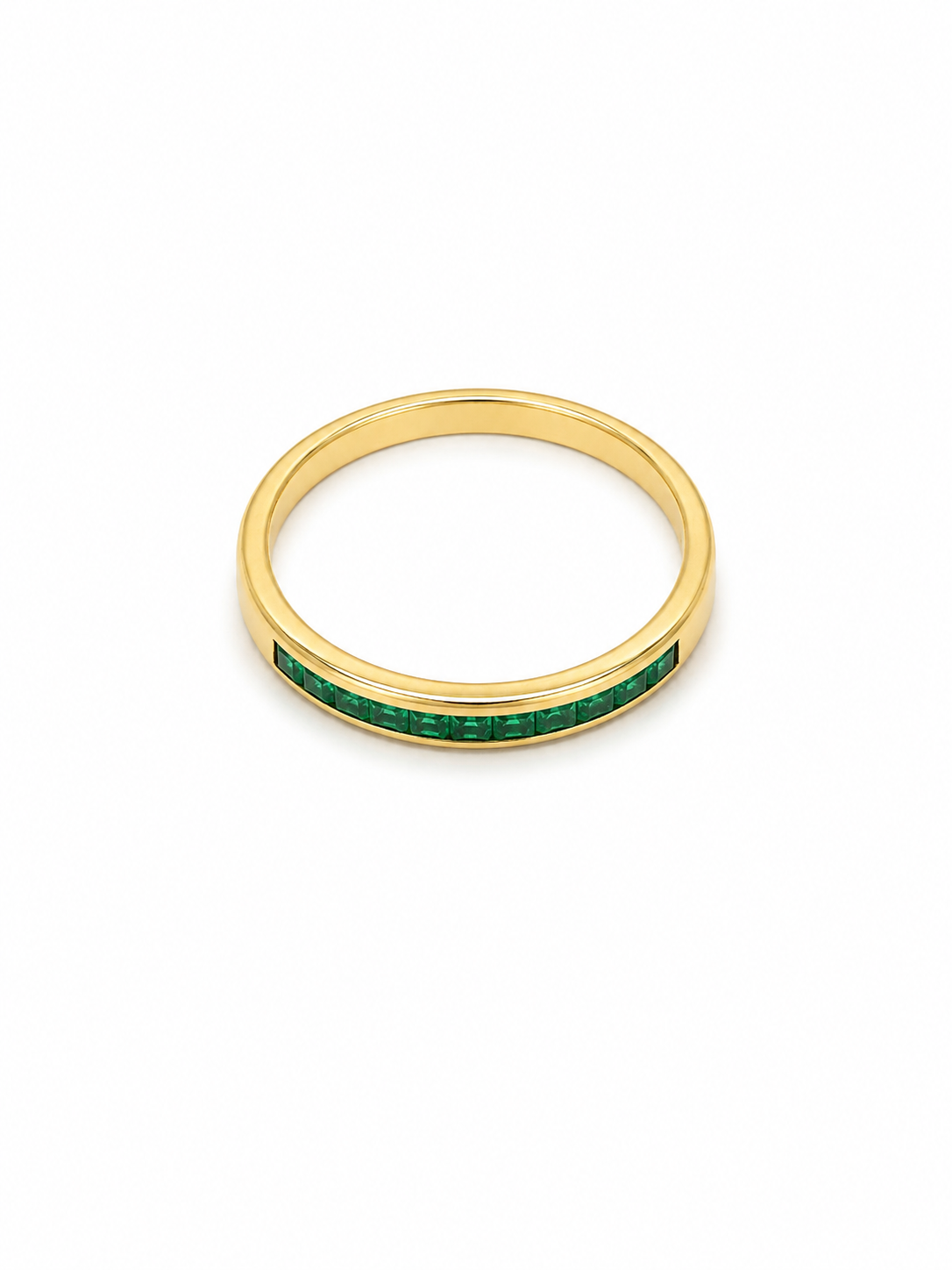 14KT Yellow Gold 0.25 STW Emerald Gemstone Band [K7H50]