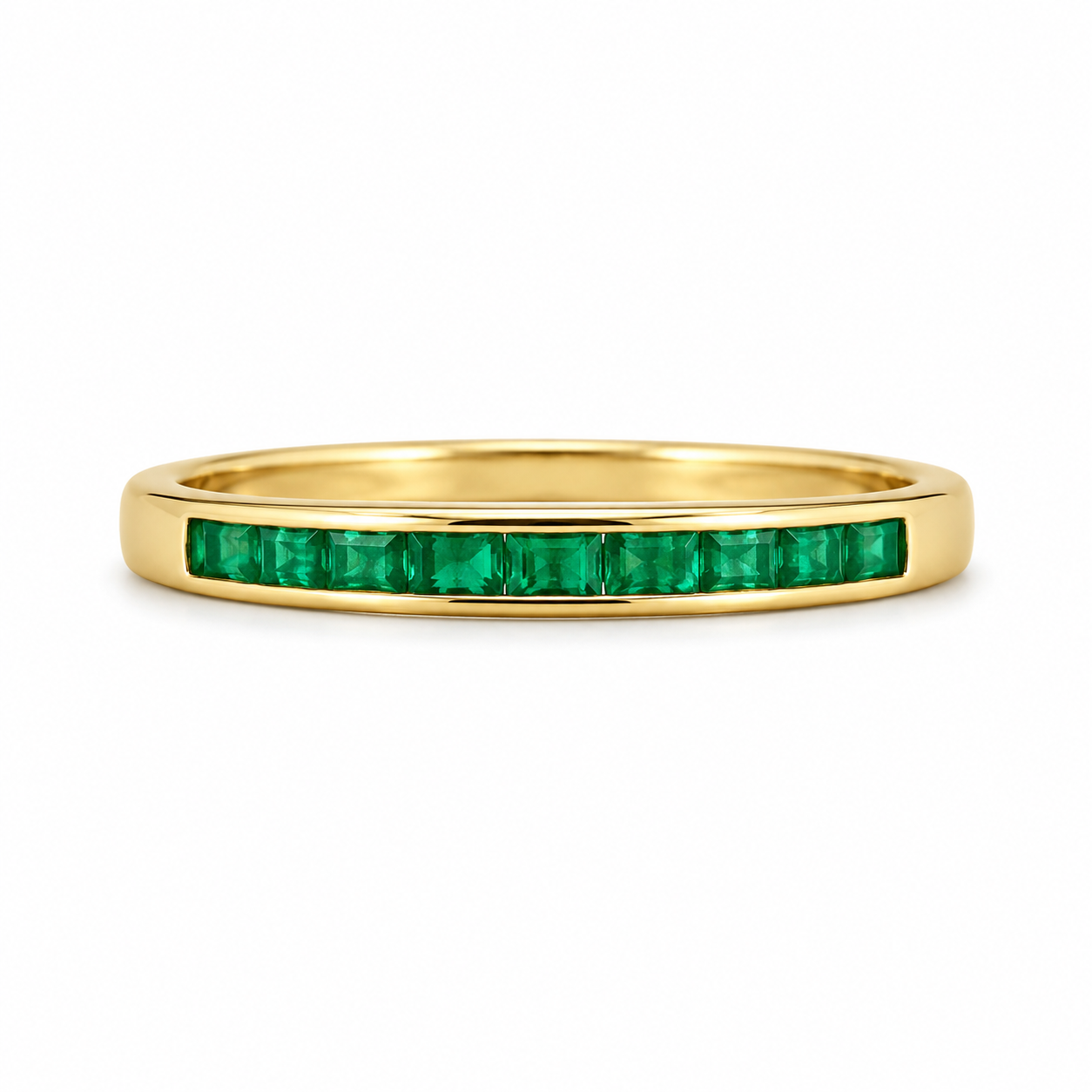 14KT Yellow Gold  0.25 STW Emerald Gemstone Band [K7H50]