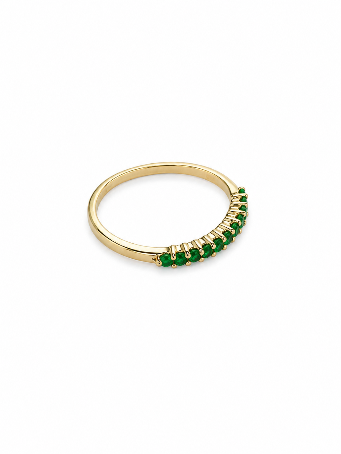 14KT Yellow Gold 0.25 STW Emerald Gemstone Band [K4H50]
