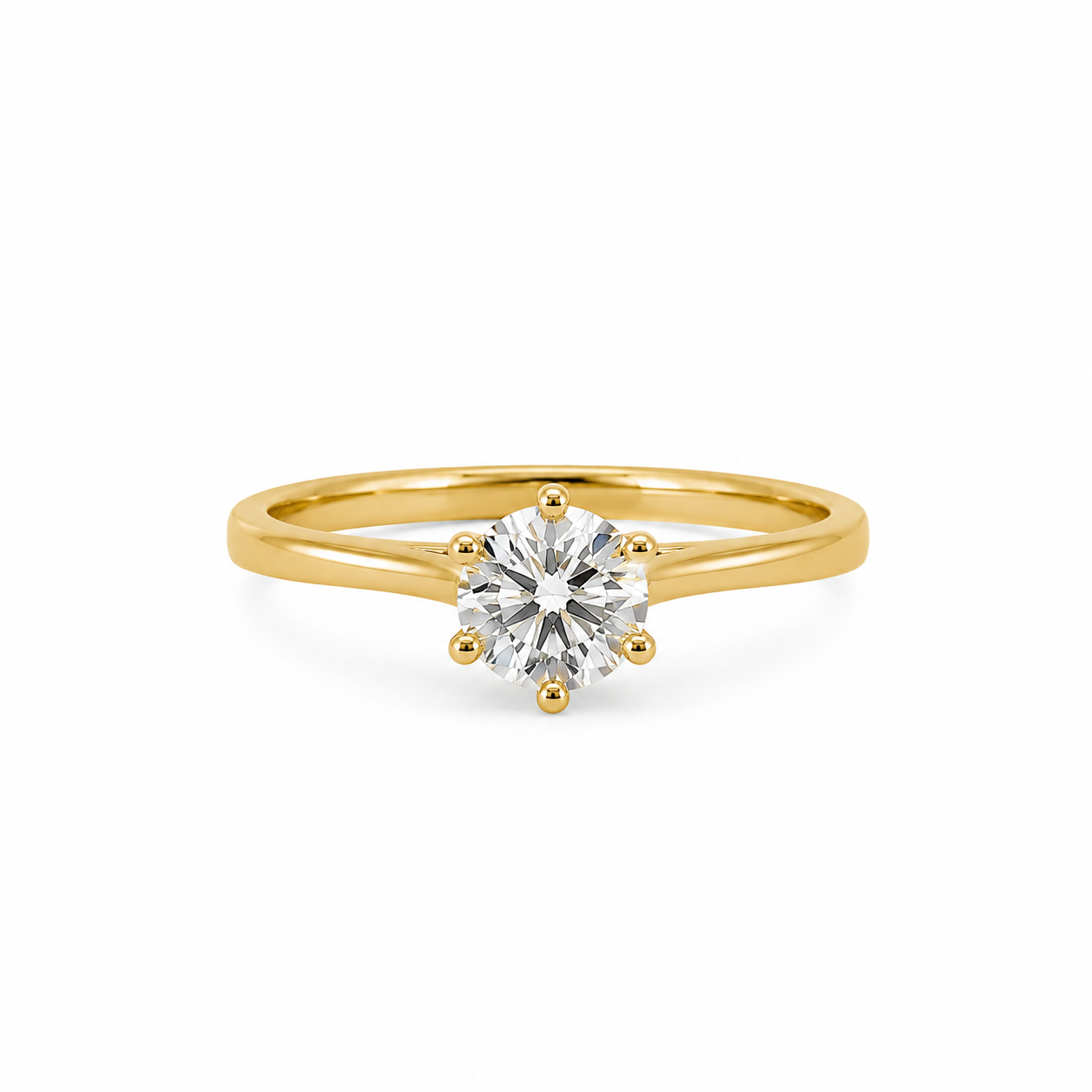 10KT Round Center Cubic Zirconium Yellow Gold Ring [A2B3]