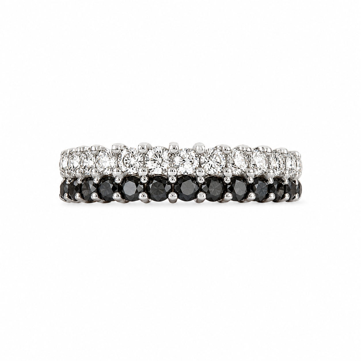 18KT 2 Row Cubic Zirconium White Gold Ring [A3B2]