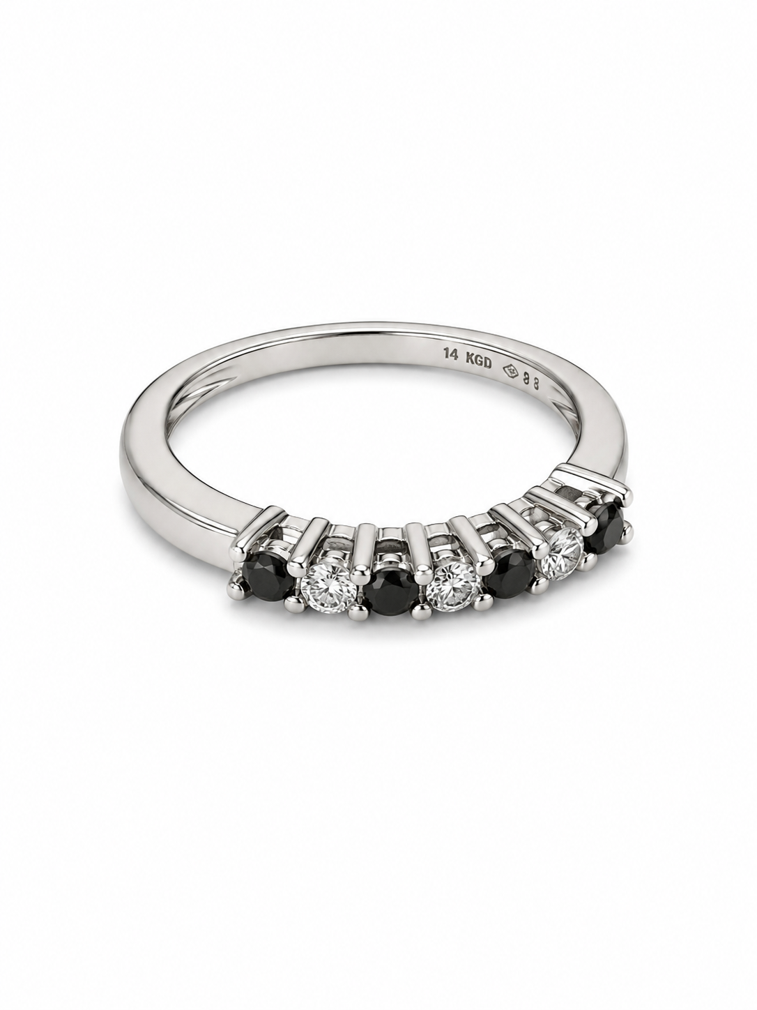 10KT White Gold 0.55 CTW Black & White Diamond Band [11H]