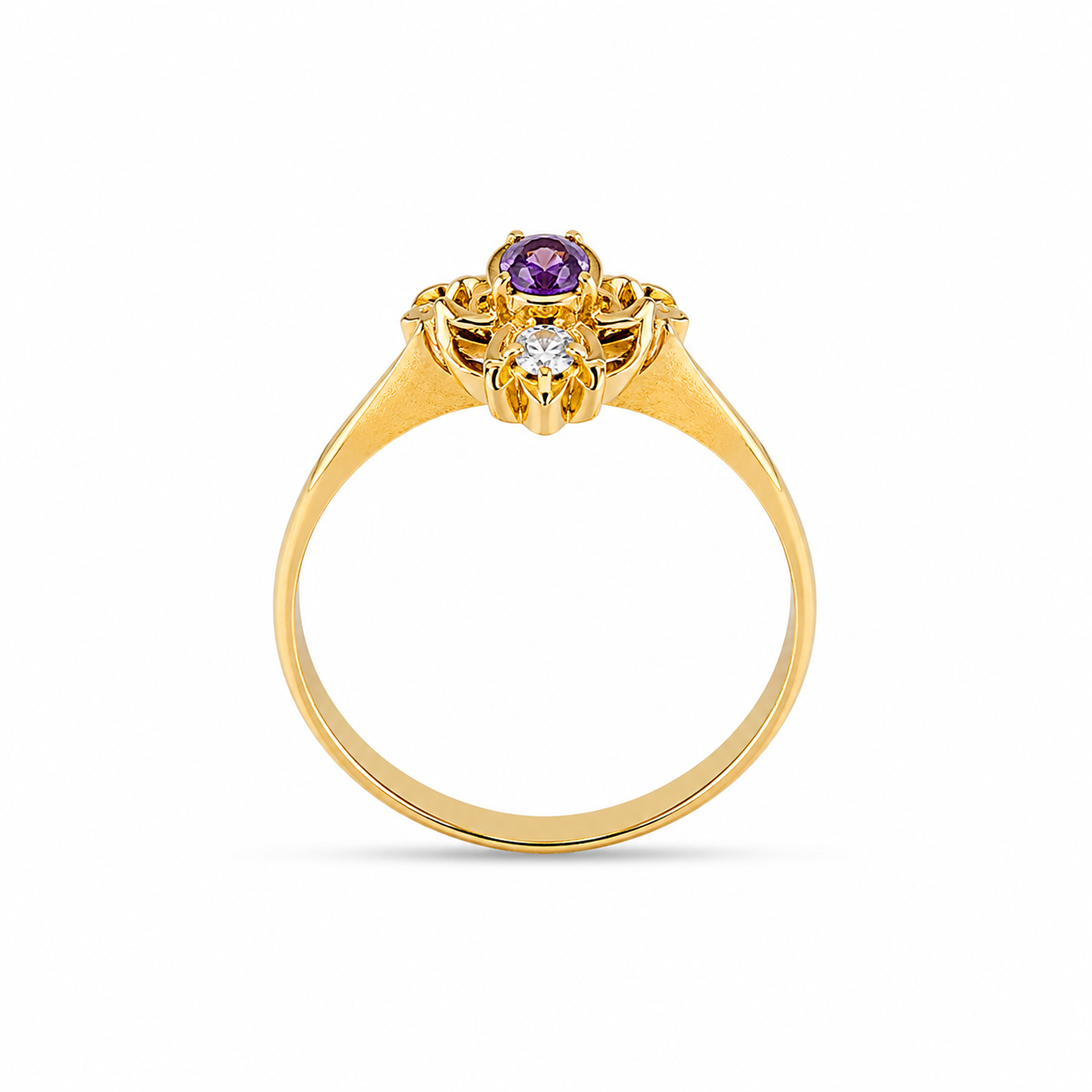 22KT Designer Cubic Zirconium Yellow Gold Ring [A3B0]