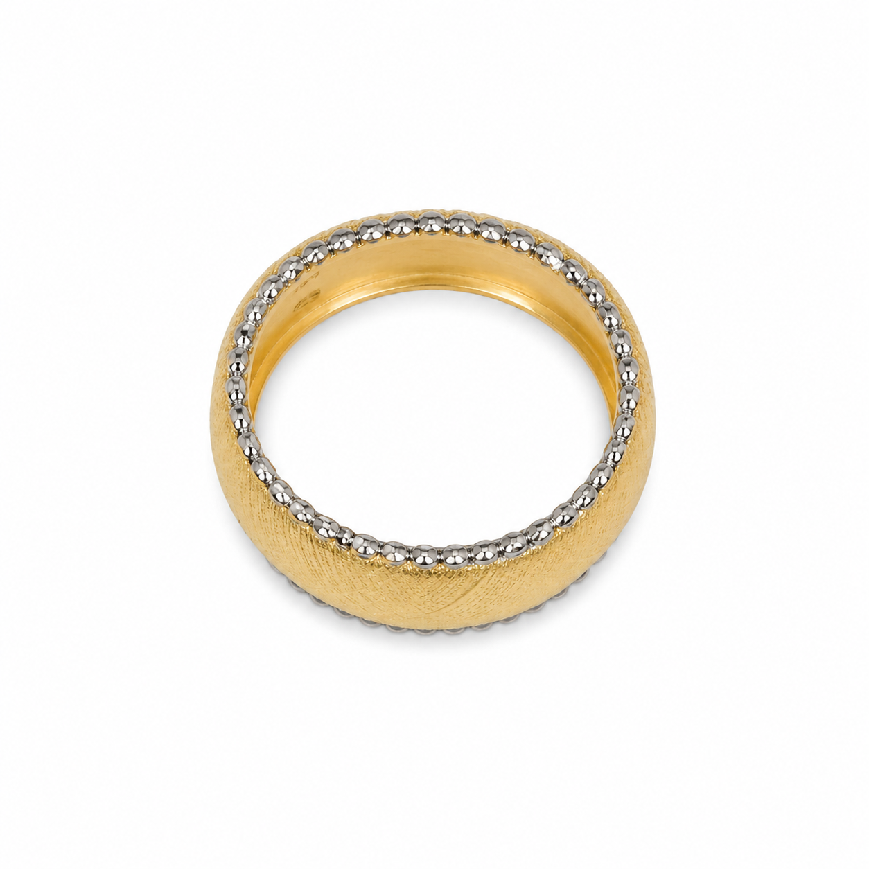 14KT Two-Tone Gold Wide Textured Ring [A1P7]
