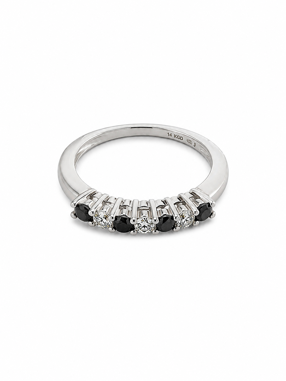 10KT White Gold 0.55 CTW Black & White Diamond Band [11H]