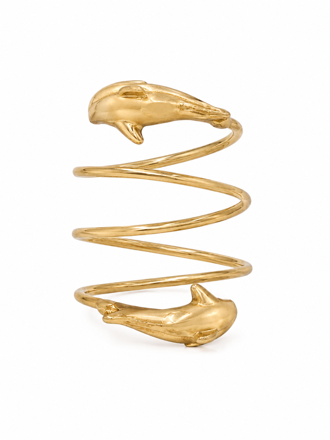 10KT Yellow Gold Dolphin Spiral Ring [A3B8]