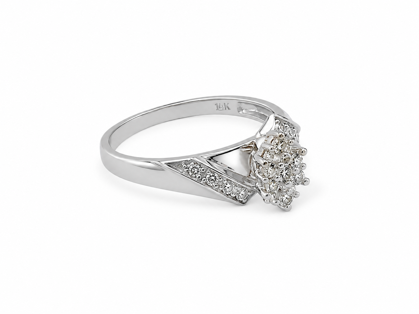 10KT White Gold 0.05 CTW Diamond Ladies Ring [K8H00]
