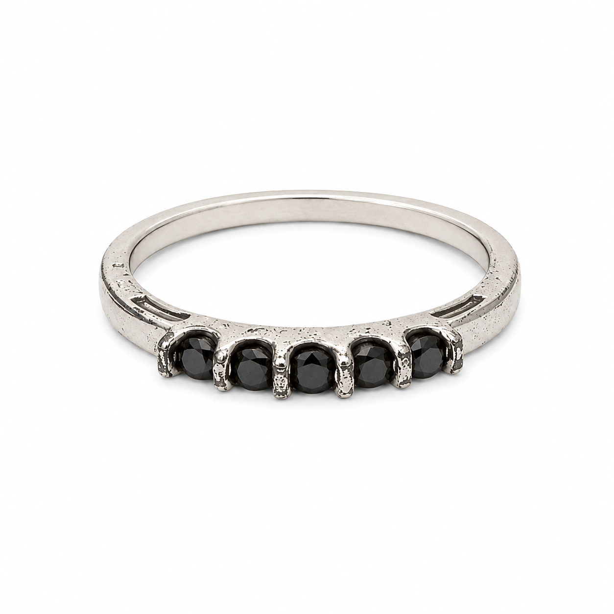 925 Sterling Silver 0.25 STW Black Stone Band [K5H]