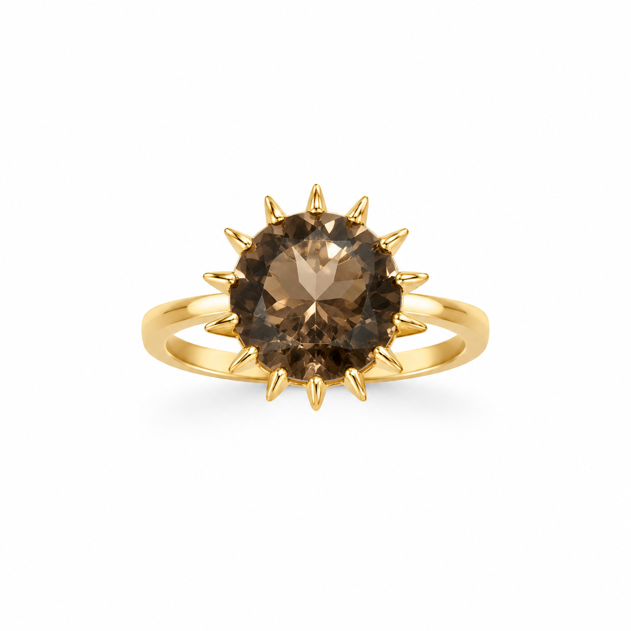14KT Cubic Zirconium Center Stone Yellow Gold Ring [A4B1]