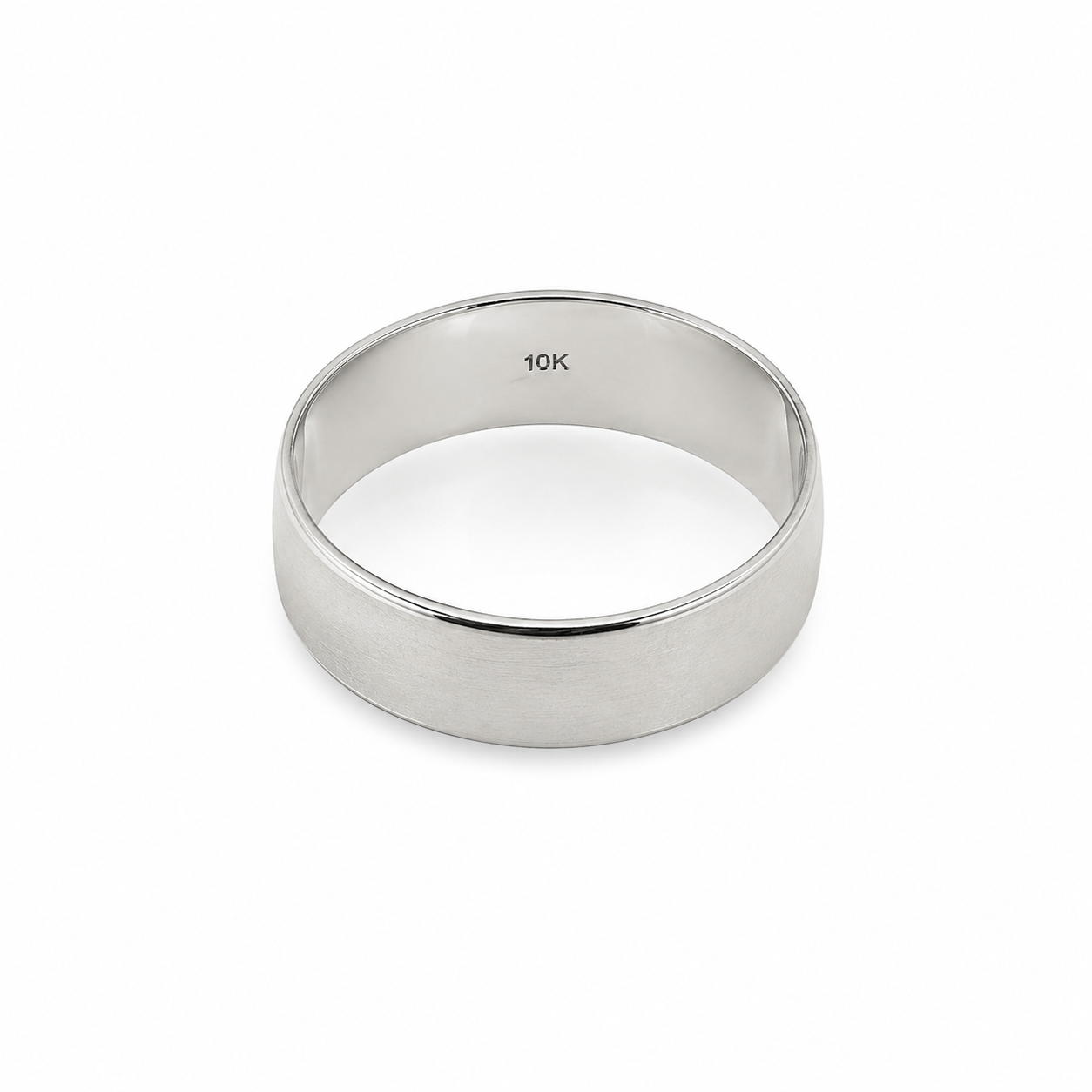 10KT White Gold Plain Wide Wedding Band [A6P1]