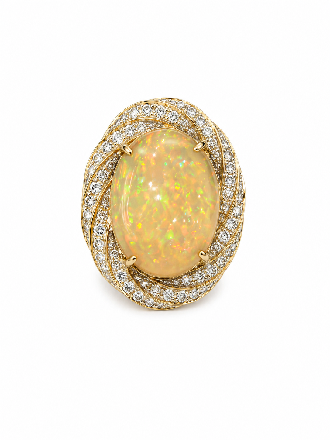 14KT Yellow Gold 1.28 CTW 7.98 STW F. Pearl Diamond ring [K14T5H]