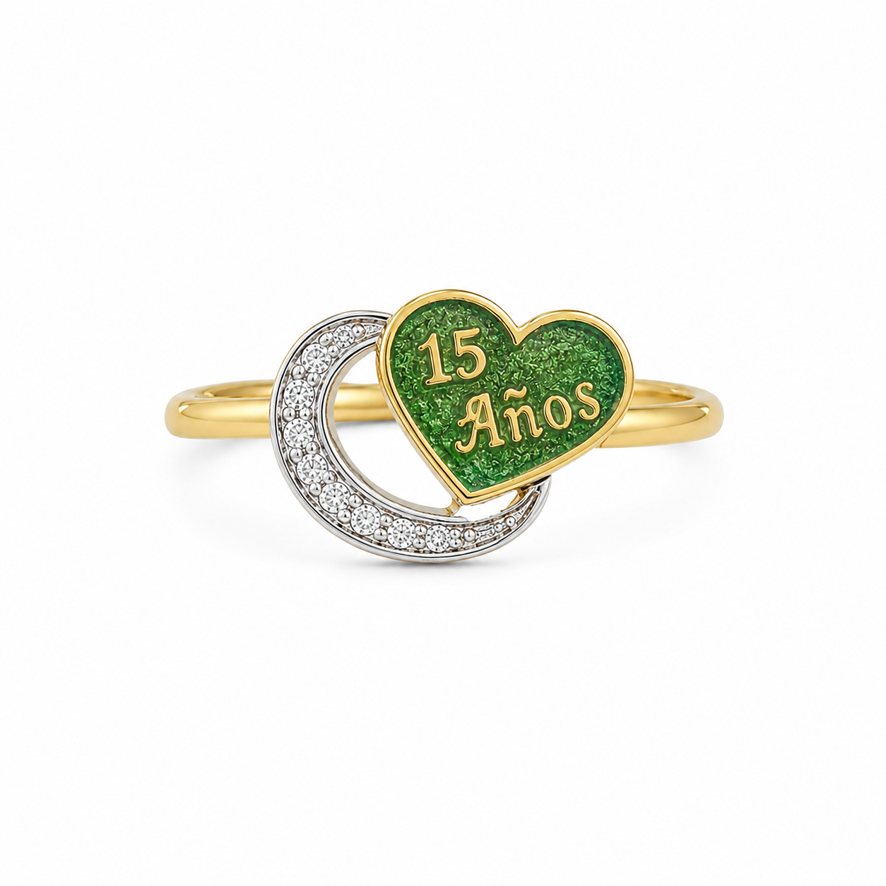 10KT Quinceañera Cubic Zirconium Yellow Gold Ring [A2B5]