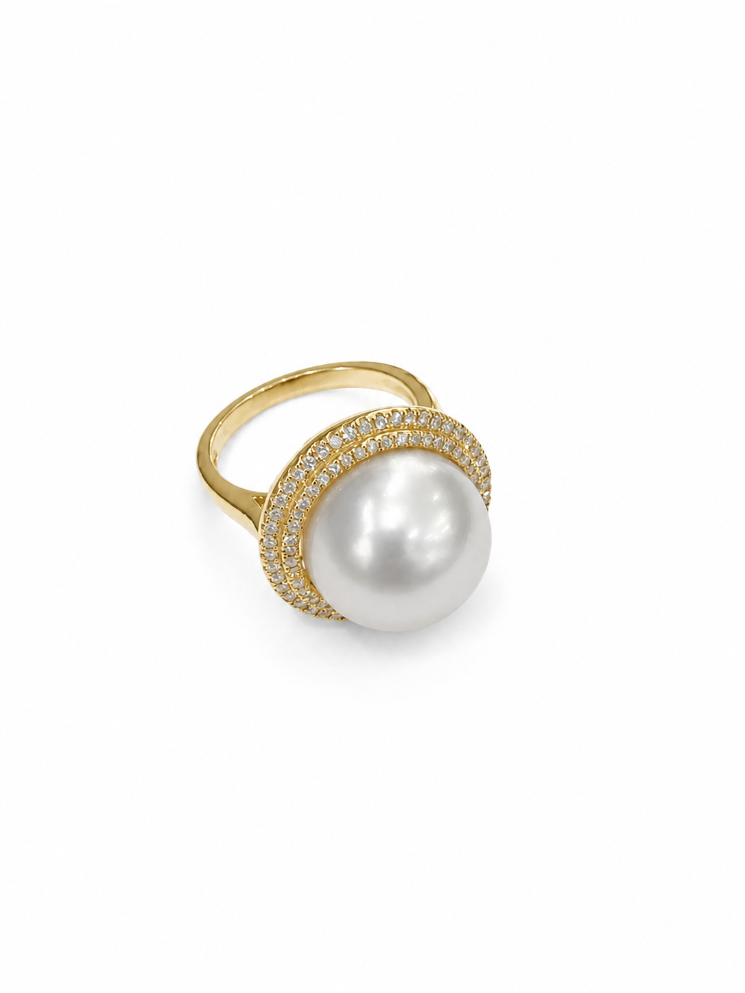14KT Yellow Gold 0.40 CT 14 MM SO Sea Pearl Diamond Ring [K6T]
