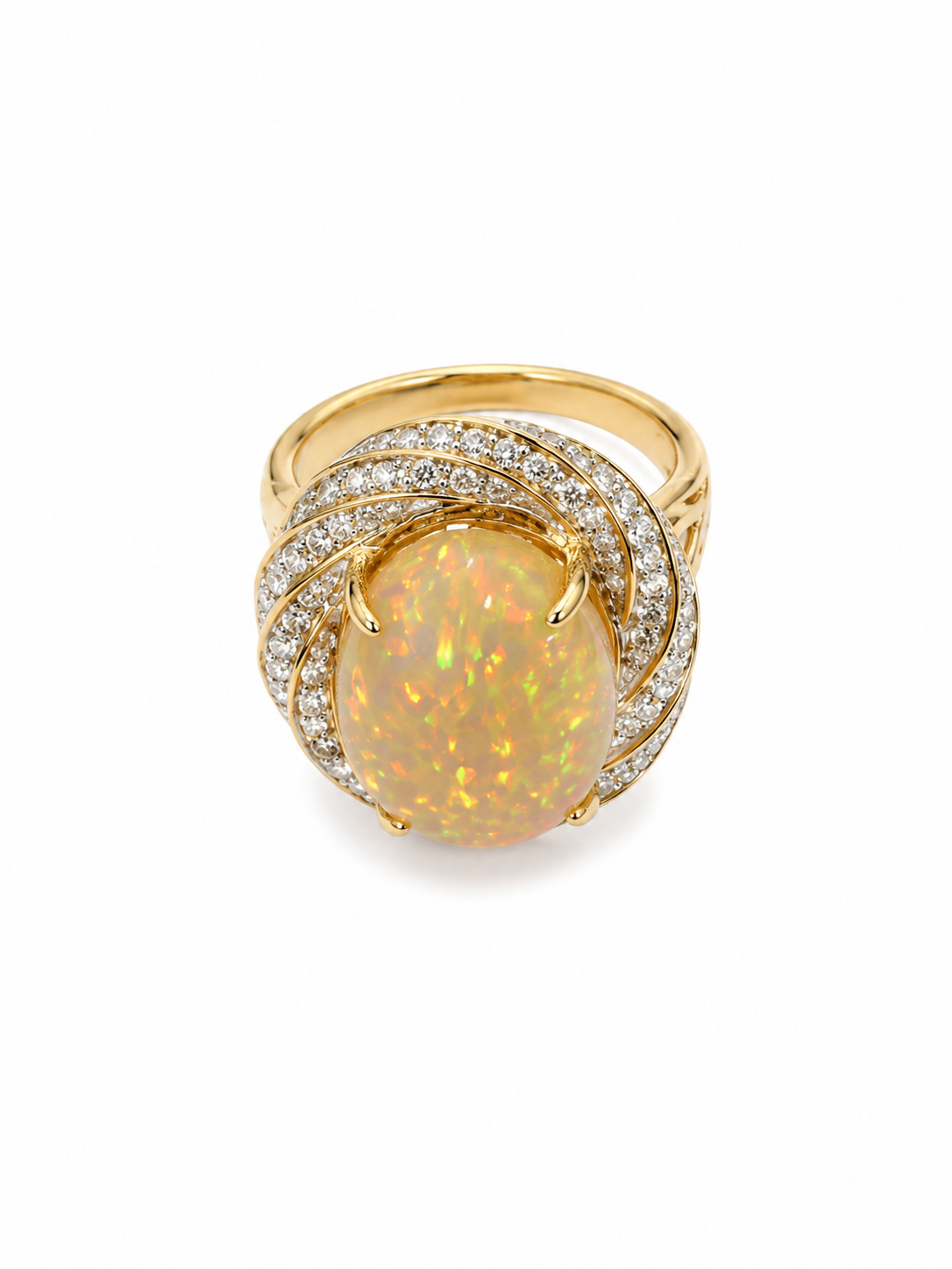 14KT Yellow Gold 1.28 CTW 7.98 STW F. Pearl Diamond ring [K14T5H]