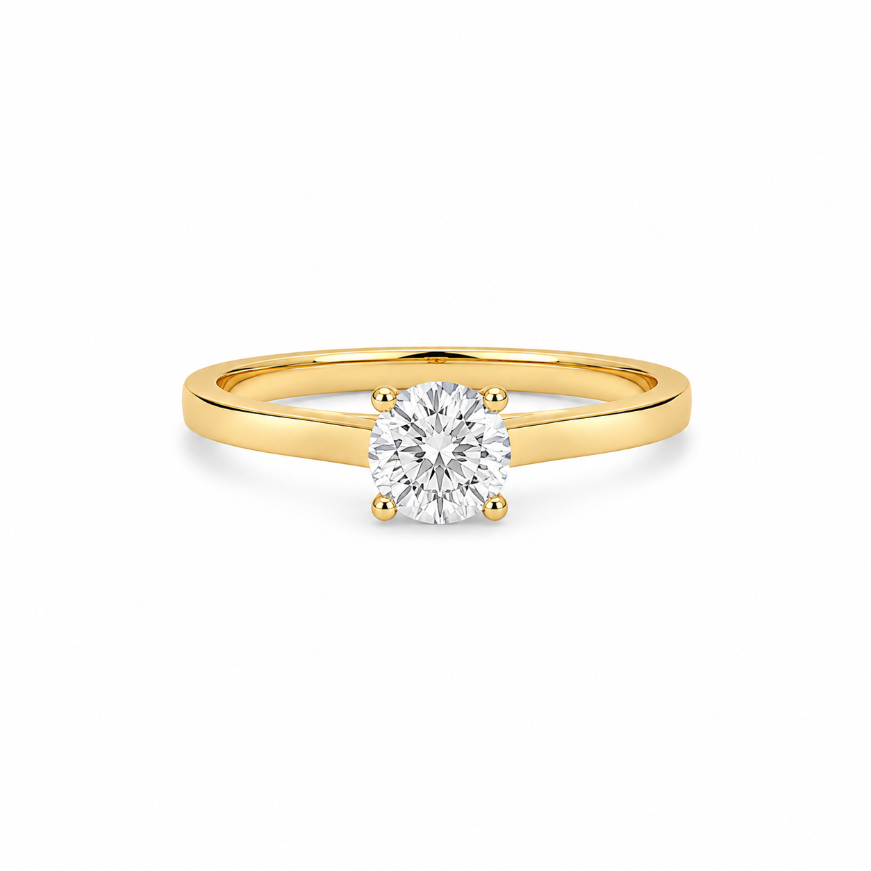 10KT Round Center Cubic Zirconium Yellow Gold Ring [A2B2]